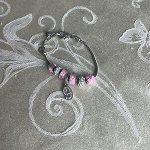 Elegant Silver and Pink Charm Bracelet